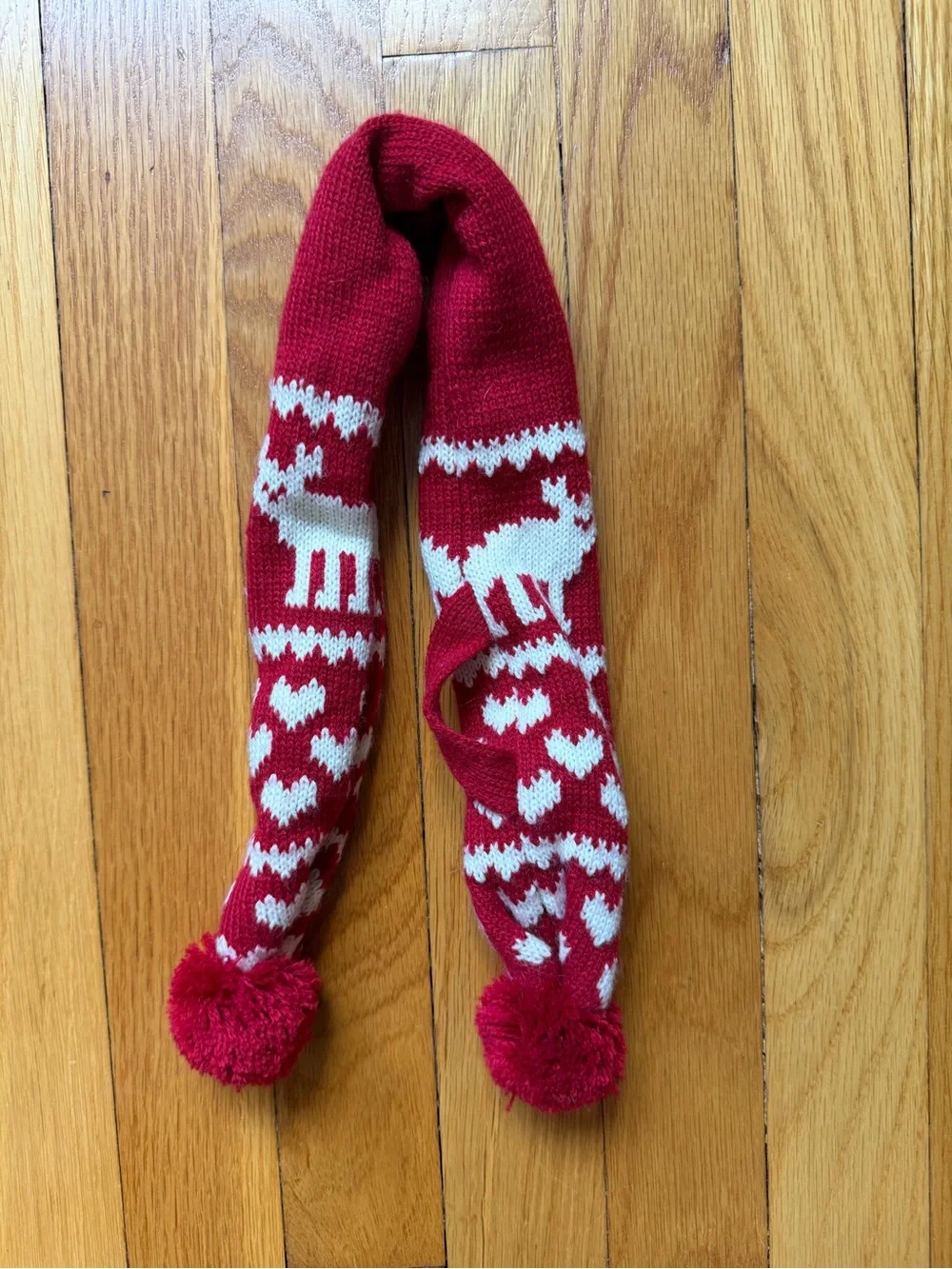 🐾 Reindeer & Heart Knit Hat and Scarf Set